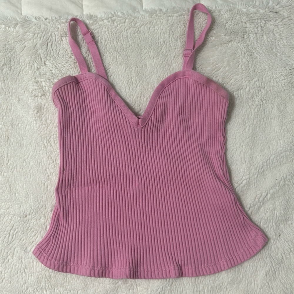 zara pink ribbed tank top